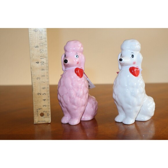 TARGET SPRITZ Valentines Day Ceramic Poodle Dog Set Lot 2 Pink + White New 2024 - Picture 2 of 12